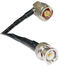 RFC195 Silver N MALE ANGLE to BNC MALE Coax RF Cable USA Lot