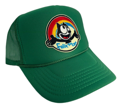 NEW FELIX THE CAT CLASSIC GREEN HAT 5 PANEL HIGH CROWN TRUCKER