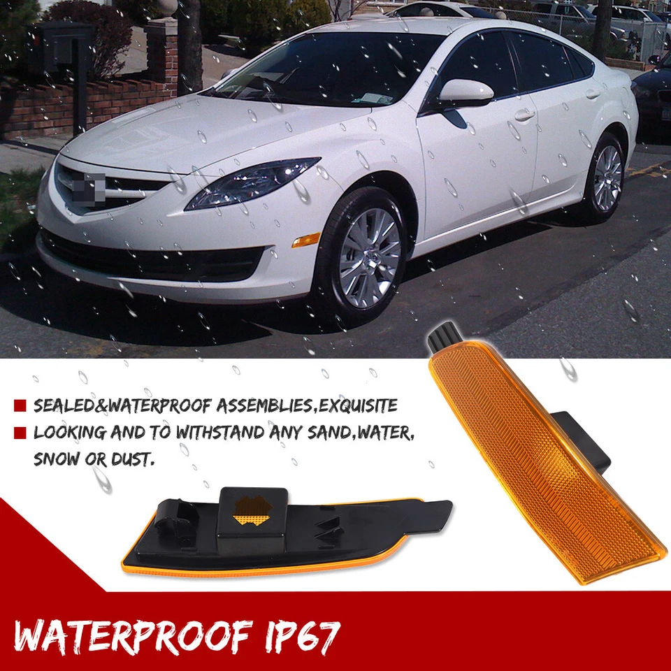 Luces reflectoras laterales de parachoques delantero con lente ámbar para Mazda 6 2009-2013 Foto 4 de 4