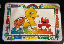 Vintage 1996 Sesame Street Playtime Placemat Learning COLORS Big Bird Henson