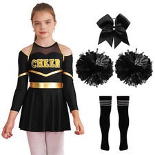 DE Cheerleader Kostüm Kinder Schulterfrei Cheerleadering Outfit Karneval Uniform