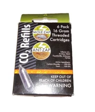 16g Threaded CO2 Cartridges 6-Pack Mole-Zap/Ant Zap Refills