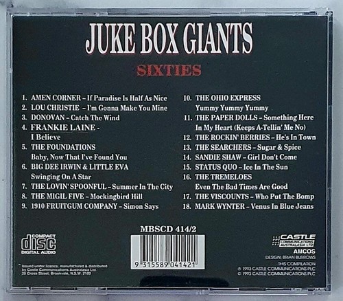 Juke Box Giants - The Sixties /60's (CD, 1993) Sandie Shaw, Amen Corner + More - Picture 2 of 3