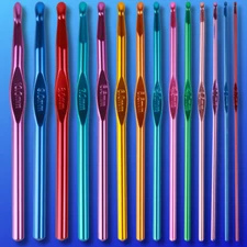 Crochet Hooks Set Knitting Needles Weave Yarn Craft Aluminum Handle Set of 14
