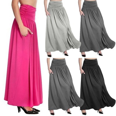 plus size pleated maxi skirt