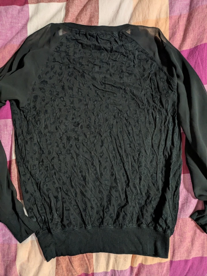 Top de manga larga FRENCH CONNECTION malla brillante transparente en contraste - pequeño Foto 2 de 2