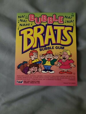 Vintage Gumball Machine Topper Card Sign Oak Leaf Bubble Brats Gum  5x4 