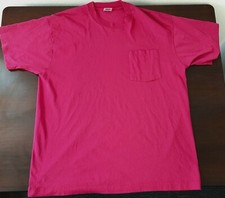 Vintage BVD Pocket blank Fuchsia Pink T Shirt XL USA Made Single Stitch 90s