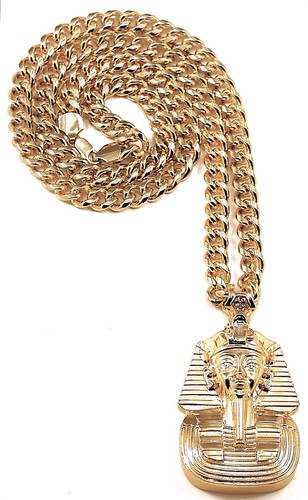 Pharaoh New Lrg Pendant With Franco or Cuban Style Necklace Egyptian King Tut - Picture 27 of 71