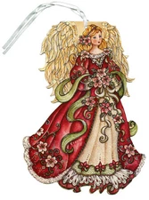 Red Angel Glitter Keepsake Ornament - LPG Box of 12 Christmas Cards