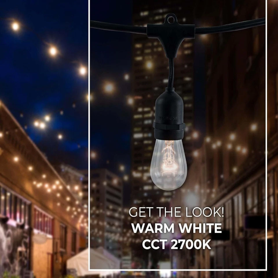 4Pack 48Ft Pendant String w/ S14 Clear, 15 Socket 3Ft Spacing E26, 11W, 2700K - Image 4 of 4