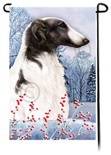 Borzoi Winter Berries Garden Flag