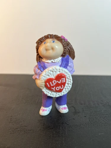 1984 Cabbage Patch Kids Figure "I Love You" Girl Black Hair Purple Jumper CPK