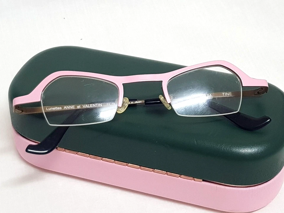 LUNETTES ANNE ET VALENTIN B84 TINE HALF RIM EYEWEAR TITANIUM LIGHT PINK GLASSES - Image 3 of 4