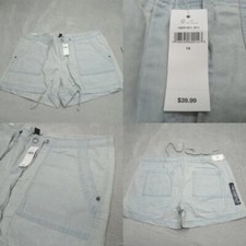 Gap Chambray Shorts Women 14 36" Casual Summer Pocket Lightweight Drawstring NEW