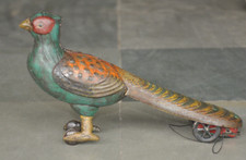 Vintage Wind Up Colorful Litho Peacock Bird Tin Toy , Japan 