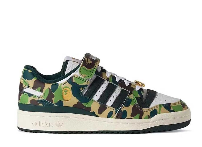 US 8.5 BAPE adidas Forum 84 Low 30th Anniversary Green Camo 26.5cm