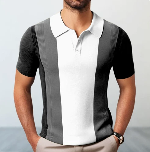 Men's Youth Fashion Multicolor Striped Turn Down Collar Casual T Shirt Tee 0545 - Foto 9 di 12