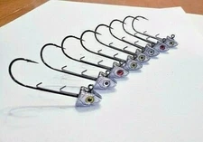 10 Pack - Unpainted Swimbait Jig Heads with 3D Eyes (1/4 to 3/4oz)