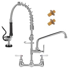 KWODE Commercial Kitchen Faucet Wall Mount with Pre Rinse Sprayer, 25  Hei