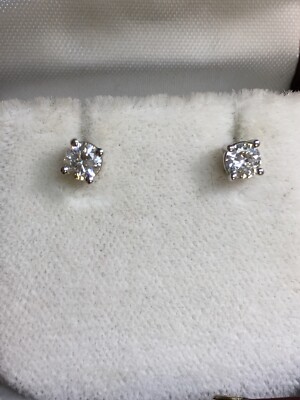 14k White Gold H-SI2 Diamond Stud Earrings Screw Back