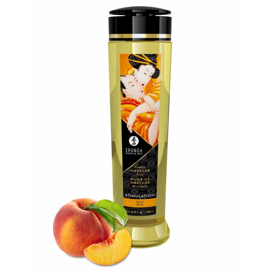 Huile de massage stimulation aromatique Shunga effet satiné goût pêche