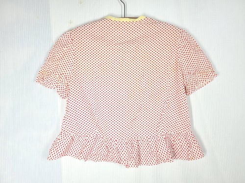 Vtg 50s Red Dot Cropped Shirt Molded Buttons Ruffle S AsIs Clown Costume Retro - Picture 3 of 9