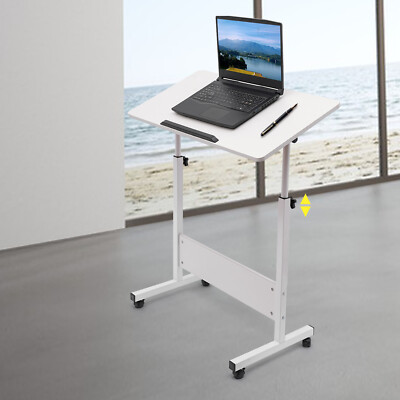 Adjustable Height Office Rolling Laptop Table Stand Bed Side Computer Desk Stand