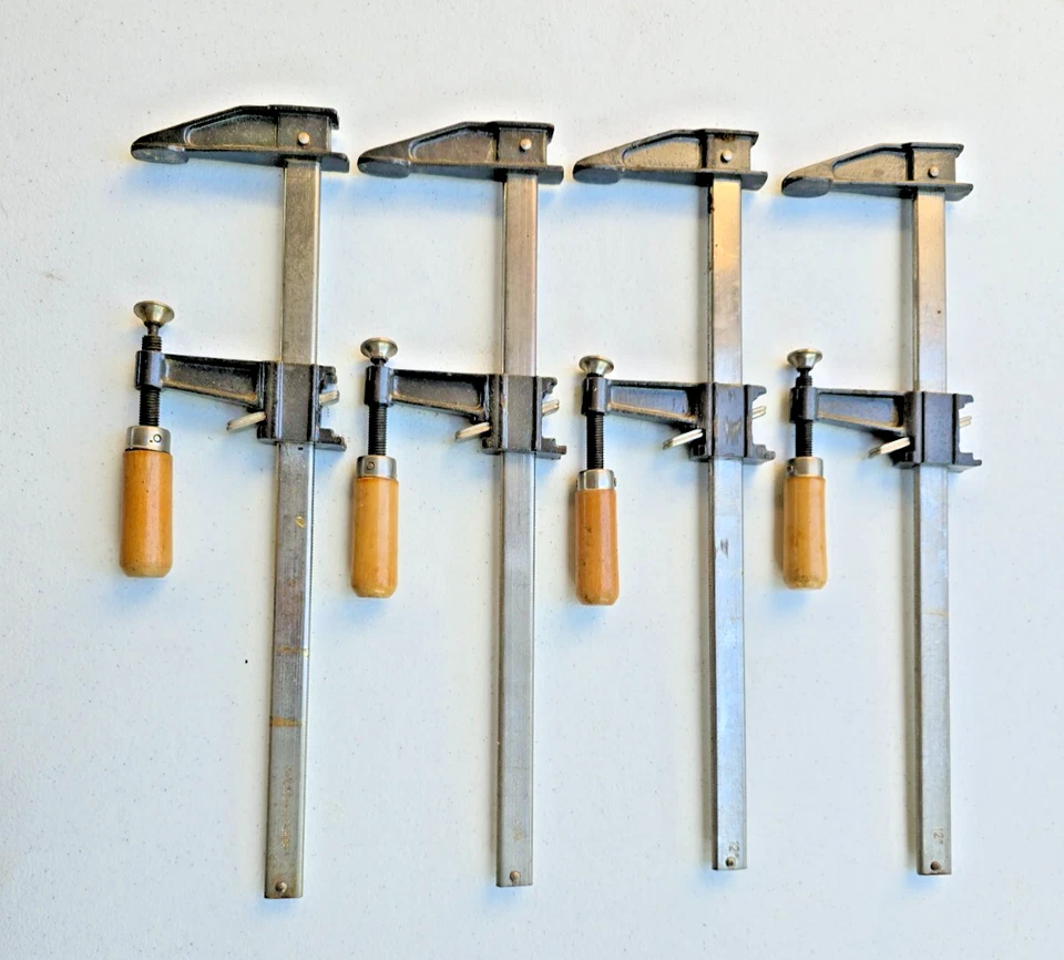 Juego de 4 abrazaderas de barra vintage de 12" para carpintería Jorgensen F-Clamps herramientas adhesivas Foto 4 de 4