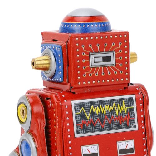 (Red)Wind Up Robot Toy Hand Made Decorative Vintage Clockwork Robot Toy - Picture 4 of 22