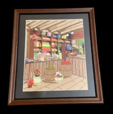 Handcrafted Completed Crewel Canvas, General Store, Professionally Framed & Matt