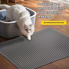 Double Layer Cat Litter Mat Non-Slip Washable Pad for Cats Litter Box, Paw Clean