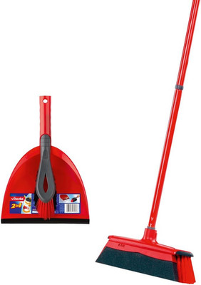 Vileda Duactiva Besen Set, 3-TLG Stiel, 2In1 Kehrset, Kein Staub Aufwirbeln, Mik