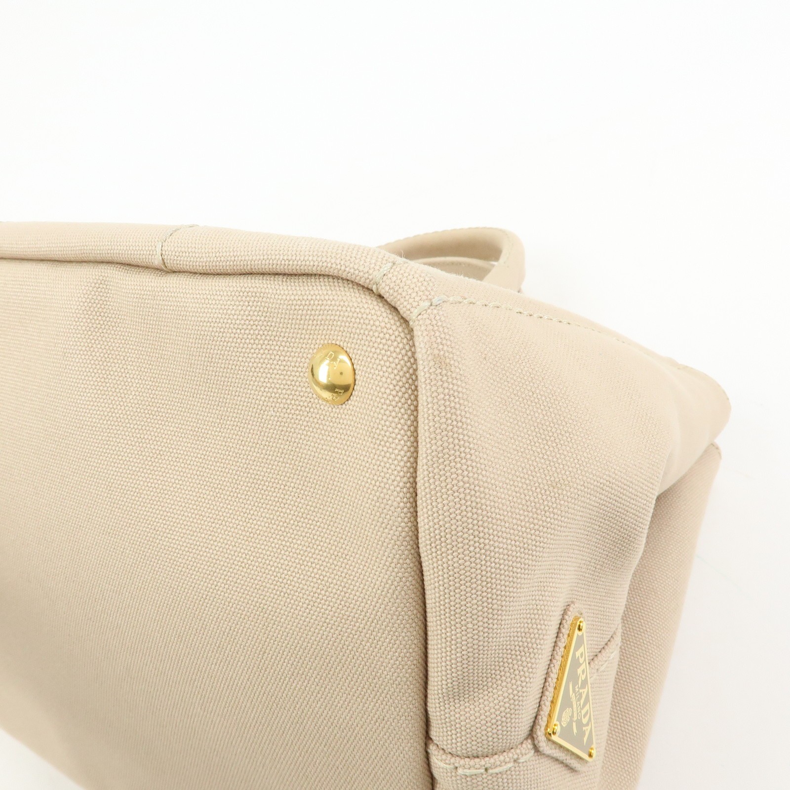 PRADA Canapa Triangle Logo 2Way Tote Hand Shoulder Bag Beige B1877G Used F/S thumbnail 11