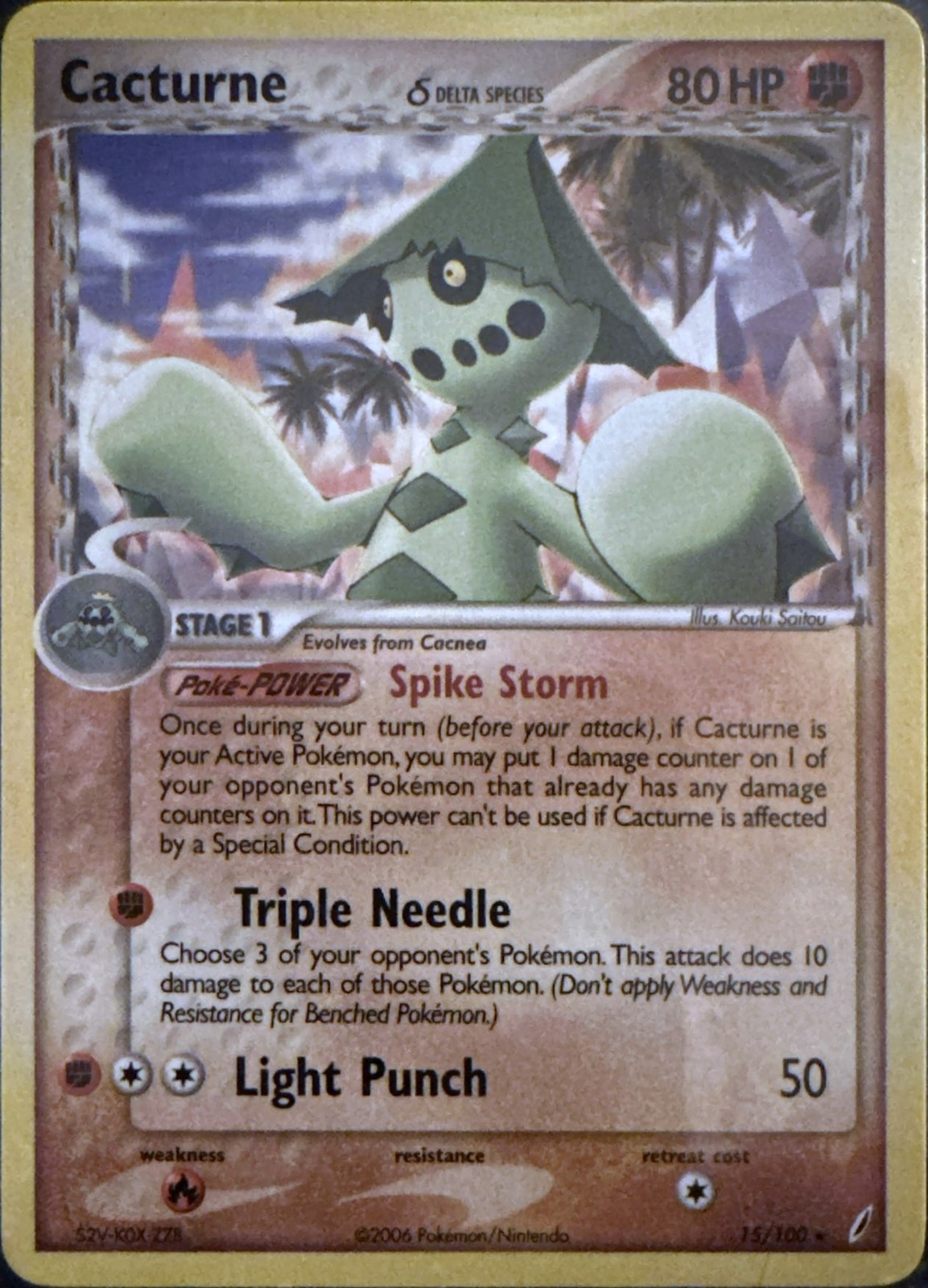 Cacturne 15/100 Rare Crystal Guardians Pokemon Lightly Played