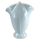 BAUER POTTERY Lotus Vase 11.5" Tulip Petal Fan Rim in Lovely Robins Eggs Blue **