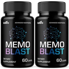 (2 Pack) Memo Blast Nootropic All Natural Formula Brain Supplement (120 ct)
