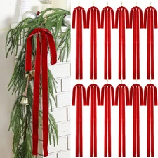 Janinka 12 Pcs Velvet Christmas Swag Bow 23.5x15.5 Inch Rustic Large Red 