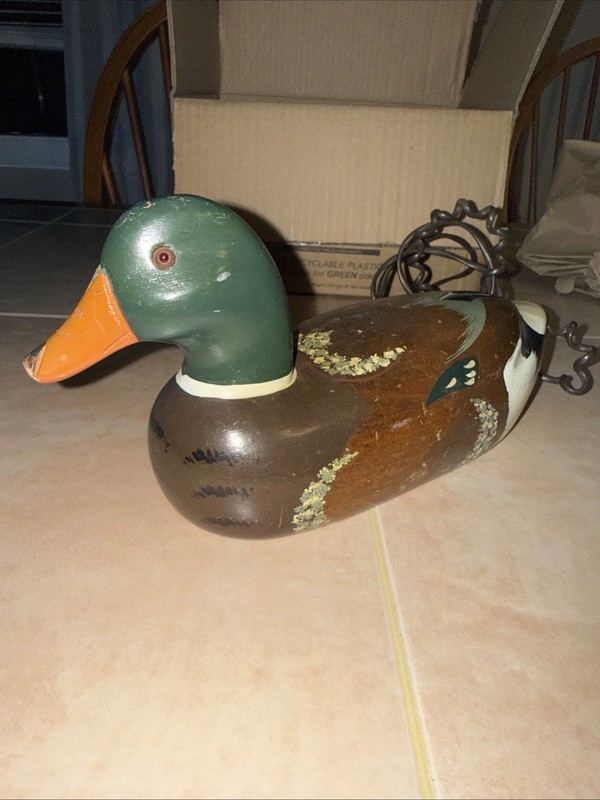 Vintage Duck Phone Wooden Mallard Decoy Landline Phone one piece Telemania