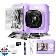 ETIKEZ Kids Camera, 1080P Instant Digital Print Camera for Kids, Christmas Bi