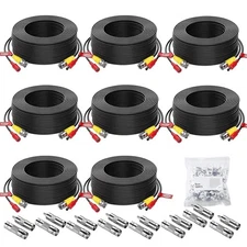 8 Pack 50ft/15M Video Power Cables, BNC Extension Security Camera Cables