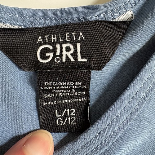 Athleta Girl Play More Romper Youth Size Large/12 Gray Blue Shorts Jumper - Picture 5 of 12