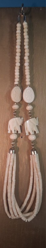 Vintage Elephant White Bone Mutli Strand Gorgeous Necklace