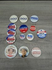 Vintage Political Pinback Buttons Lot Of 14. Dole, Clinton, Bush And More