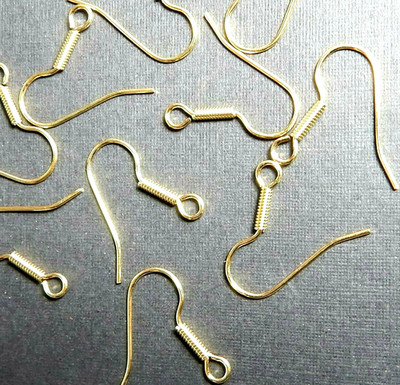 14KGP Lot of 4 Large Coiled Open Loop Hook French Ear Wires Earrings USA