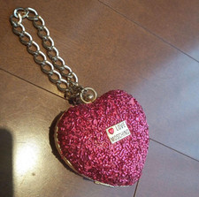 Rare LOVE MOSCHINO Heart Beaded Party Bag Clutch Gold Chain red Authentic