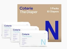 Coterie The Diaper Size Newborn 3 Packs Of 31,  93 Diapers Total - New Sealed