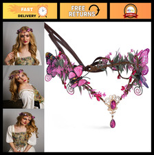 Handmade Fairy Butterfly Crown Pink Elf Headpiece Floral Headband Tiara Cosplay