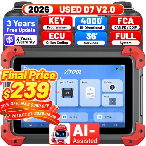 2026 XTOOL USED D7 V2.0 Bidirectional Scanner All Diagnostic Tool Key Programmer