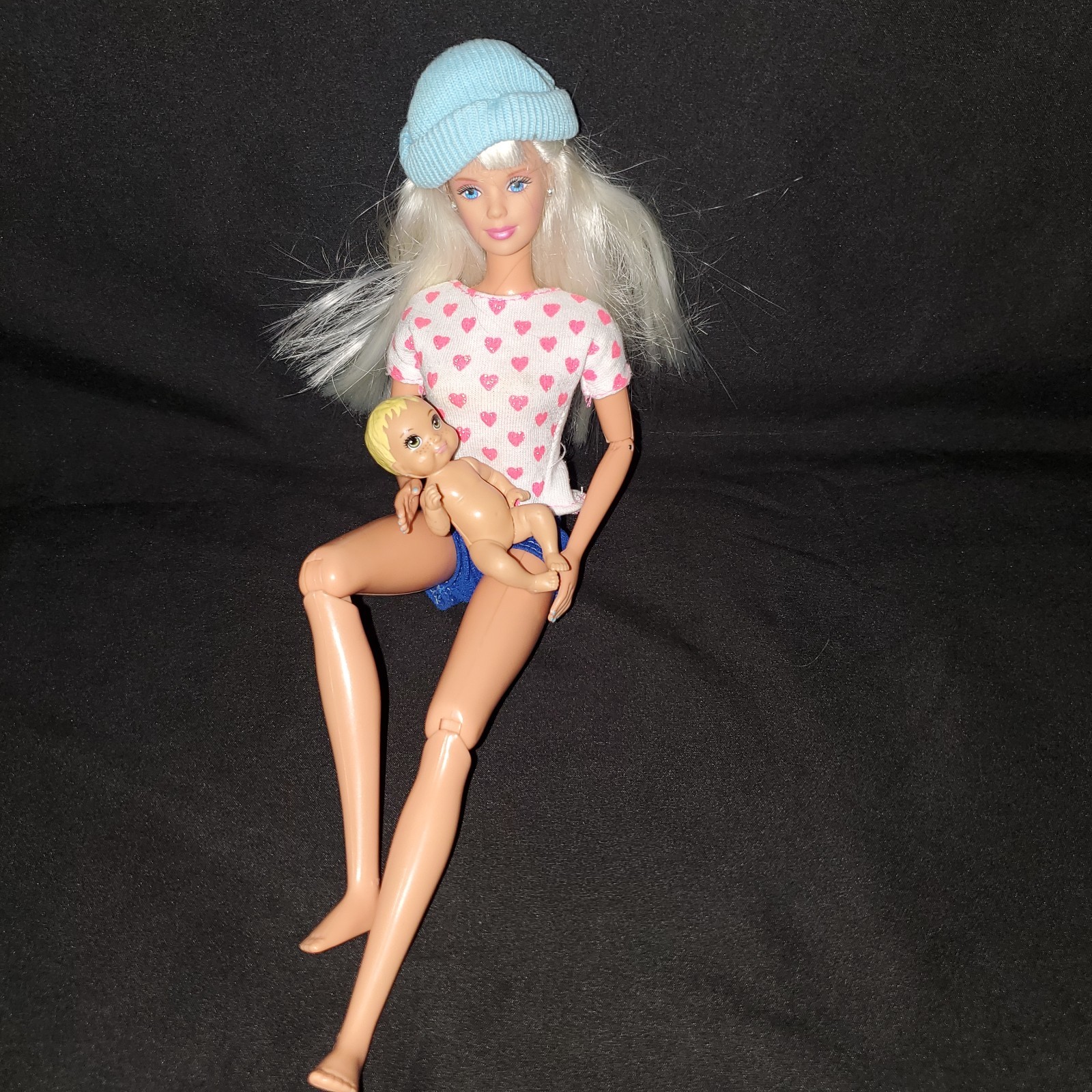 Cool Blue Barbie Doll 1997 Mattel Missing Original Clothes + Barbie Baby